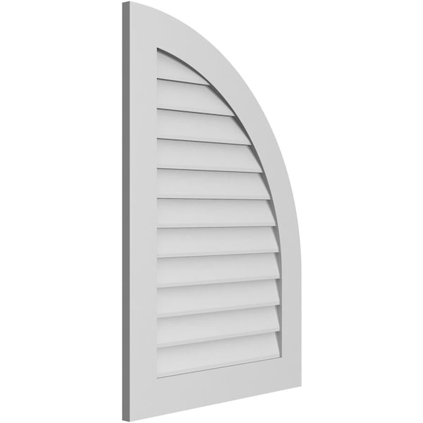 Quarter Round Top Right Surface Mount PVC Gable Vent W/ 3-1/2W X 1P Standard Frame, 26W X 38H